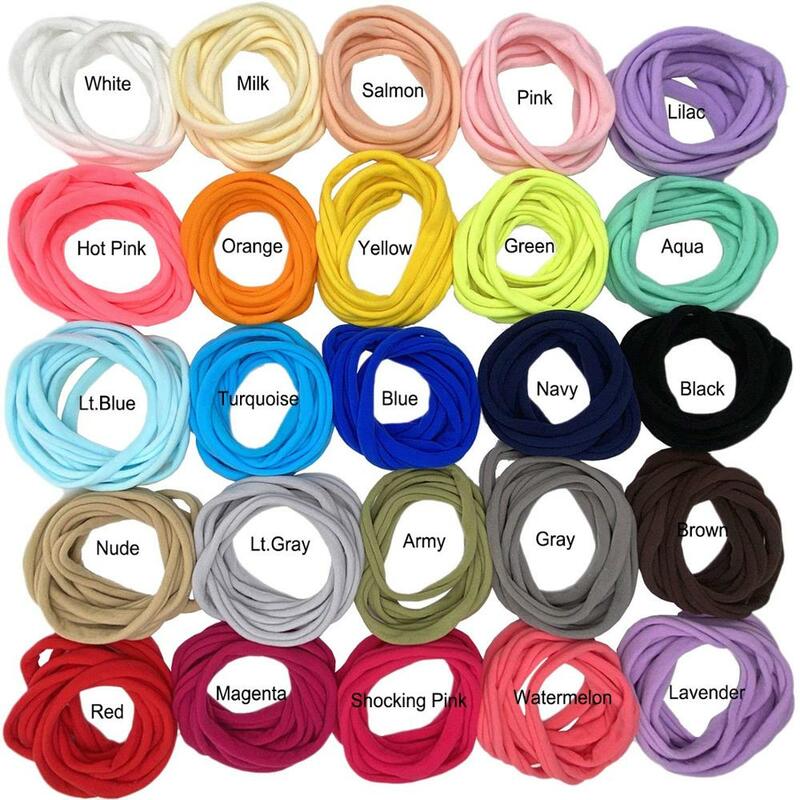 200Pcs 25 Colors Extremely Soft Hand Stretchy Nylon Headbands for Babies Newborn Infants DIY Crafts Project