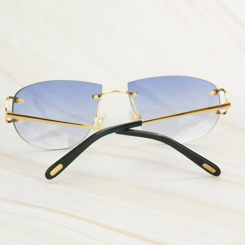 Modne okulary przeciwsłoneczne bezramkowe damskie w kształcie kropli wody luksusowe odcienie dla kobiet męskie okulary przeciwsłoneczne do jazda samochodem łowienie ryb i wesele