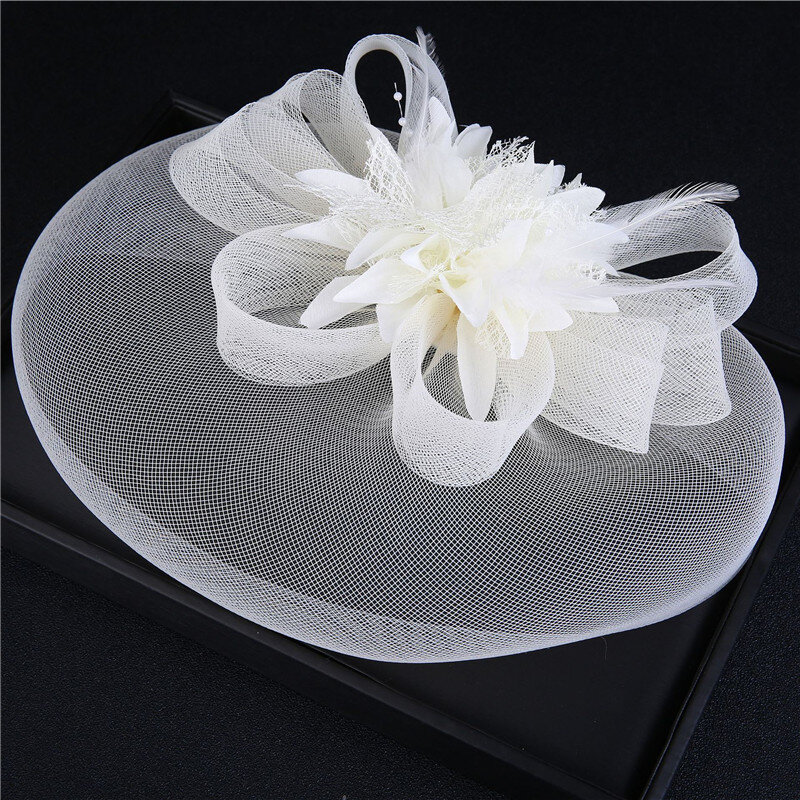 Braut Fedoras mit Clip Fascinator Haarnadel für Frauen Hochzeit Partei Fascinat Mesh Garn Blume Haar Pins Hut Haar Zubehör
