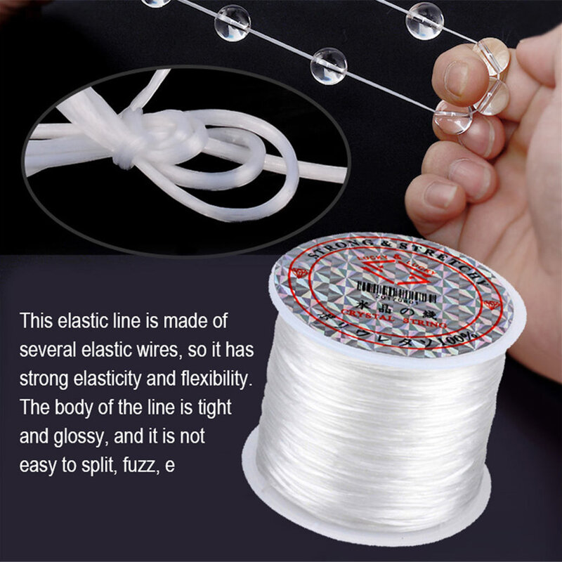 Fil élastique pour perles, 60 m/rouleau, cordons de bricolage pour bracelets, colliers et chevilles