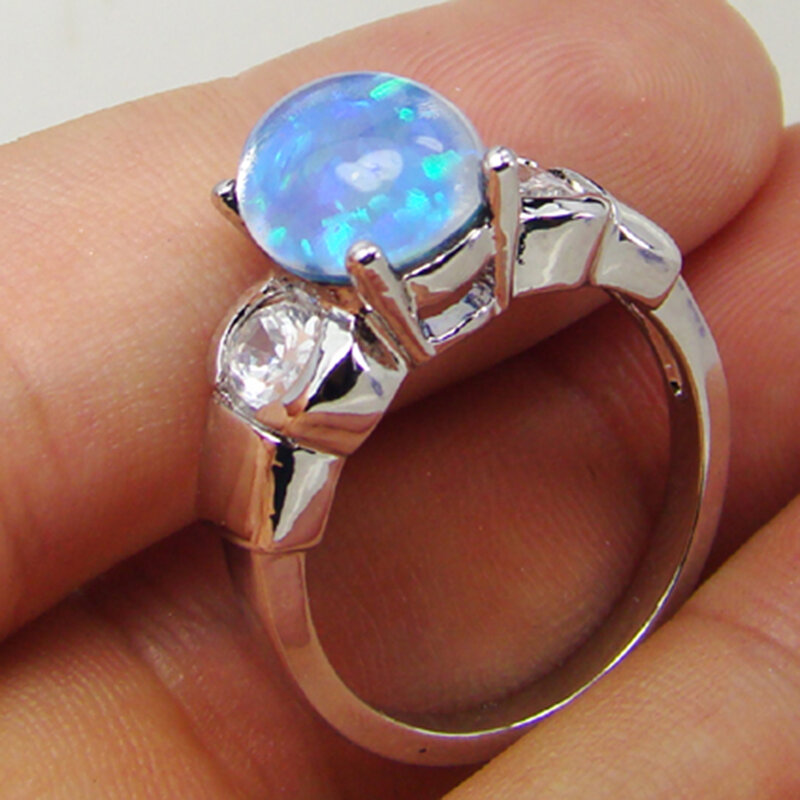 Anello Midi opale blu In argento Sterling di Lucy Loves Neko