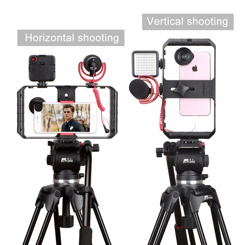 Ulanzi U Rig Pro สมาร์ทโฟนวิดีโอ Rig Hand Grip Filmmaking กรณีโทรศัพท์วิดีโอ Stabilizer ขาตั้งกล้องสำหรับ iPhone Android