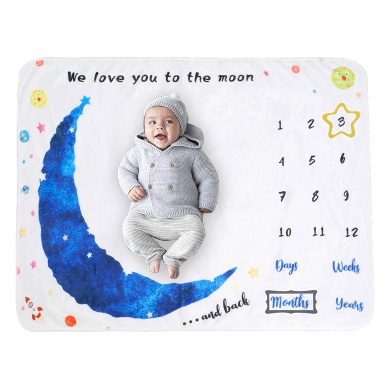 1 Set Baby Monatliche Rekord Wachstum Milestone Decke Neugeborenen Fotografie Requisiten Zubehör Kreative Cartoon Regenbogen Druck