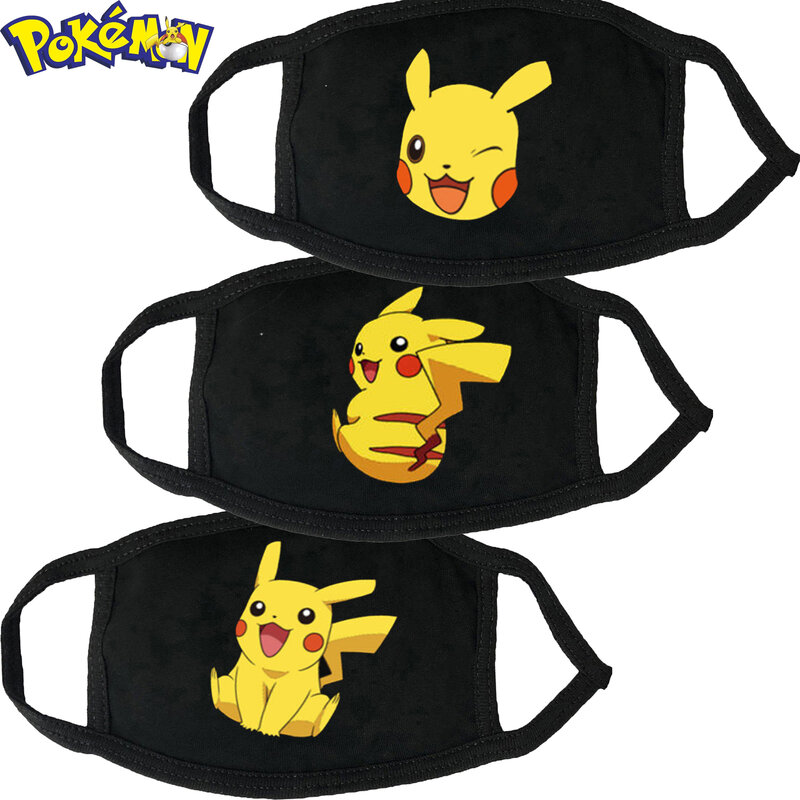 1PC set Pikachu Cartoon Anime Pokemon face mouth Masks Children Reusable Washable Dust-proof Protection Kids cosplay Masks Gifts
