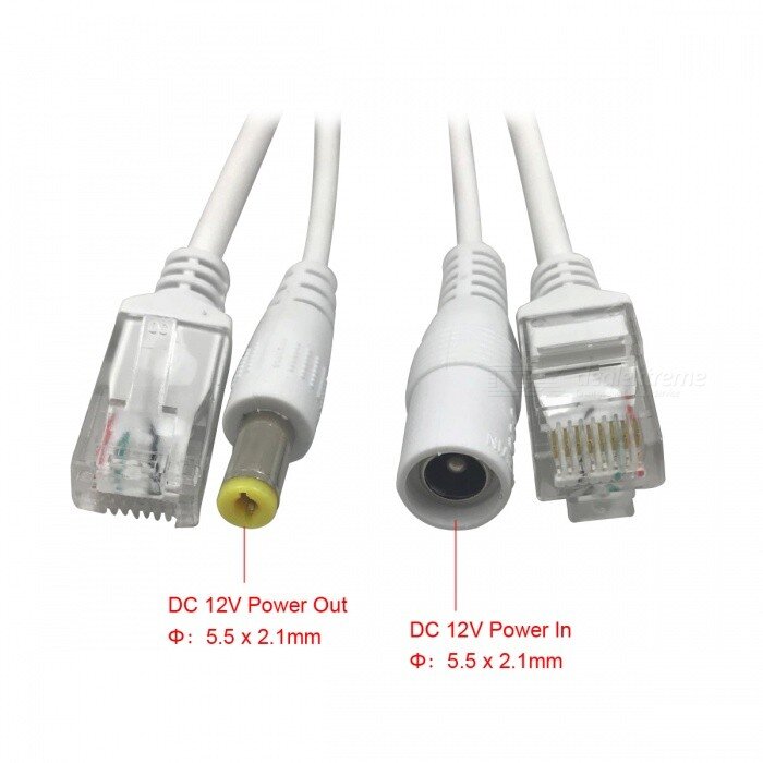 DC 12V IP Camera POE RJ45 Cable Power Over Ethernet Adapter Injector Splitter