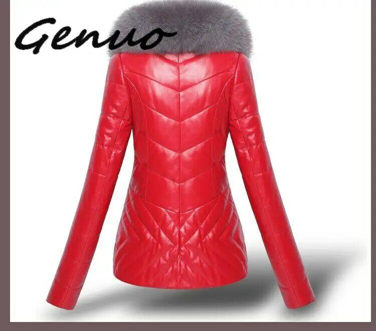 Large Size Women's Leather Jacket Faux Fur Collar Short Slim Tops PU Leathe Coat New Winter Jacket Warm Down Cotton Coat 3XL