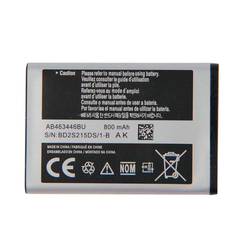 Originele Batterij AB463446BU AB553446BU Voor Samsung C3300K X208 B189 B309 GT-C3520 E1228 GT-E2530 E339 GT-E2330 800Mah