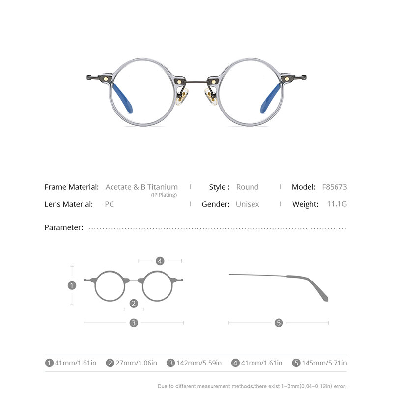 FONEX-Gafas de acetato de titanio para hombre y mujer, lentes ópticas graduadas redondas Retro, F85673, novedad de 2021