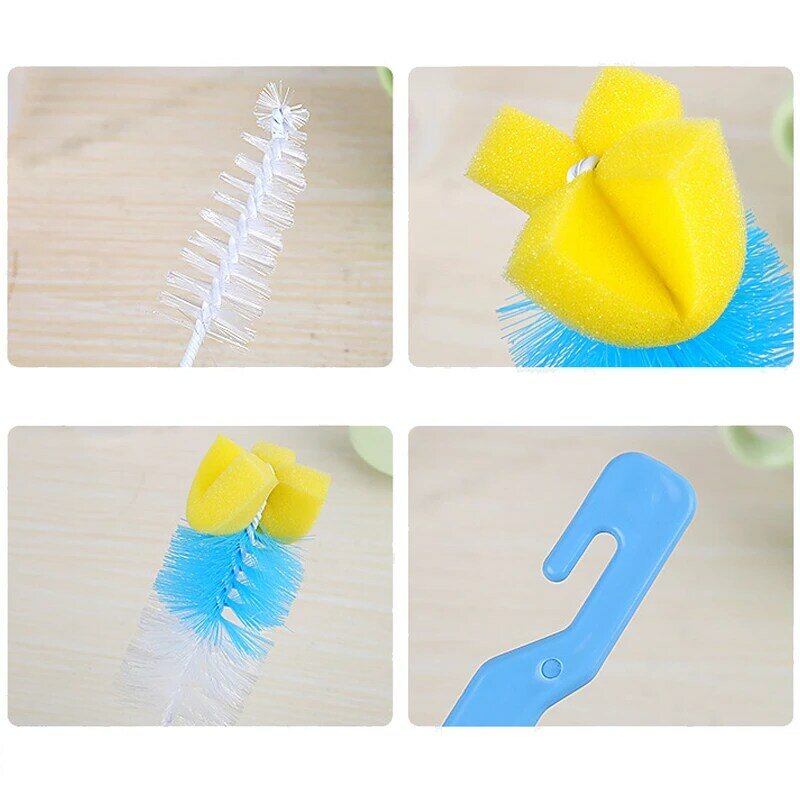 2Pcs/set Baby Nipple Milk Bottle Cup 360 Degree Sponge Cleaner + Pacifier Brush 360° Cleaning Tool Scrubber Cleaning Brush