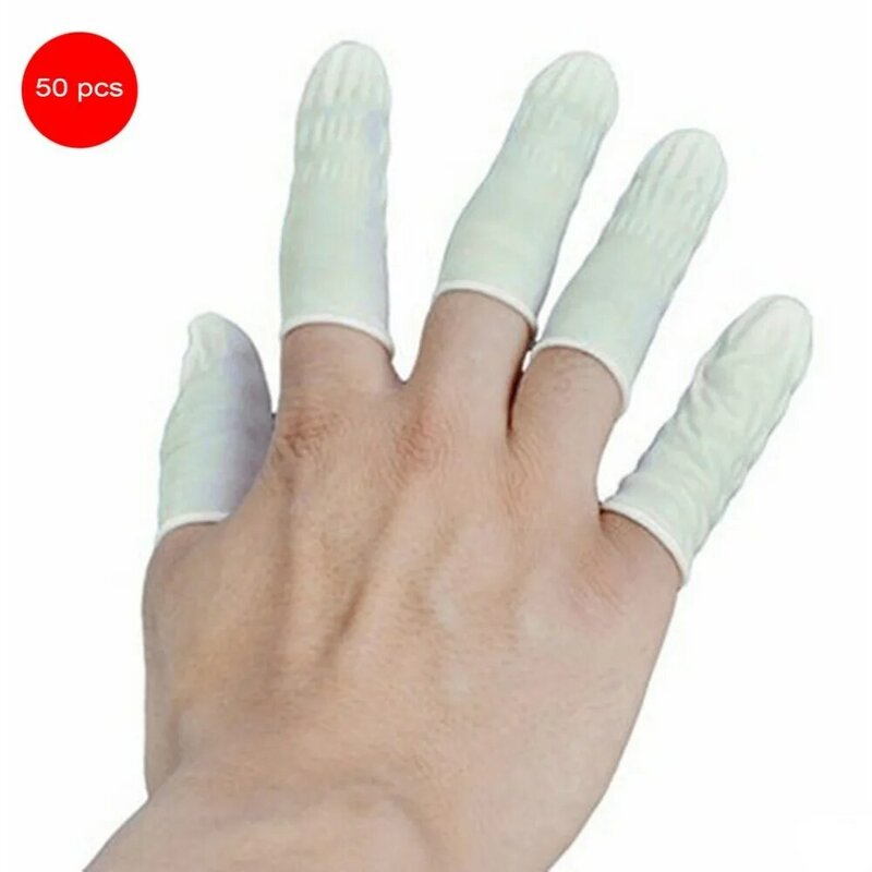 50 unids/set de látex Natural antiestático para dedos cunas diseño práctico desechable maquillaje extensión de cejas guantes de herramientas al por mayor