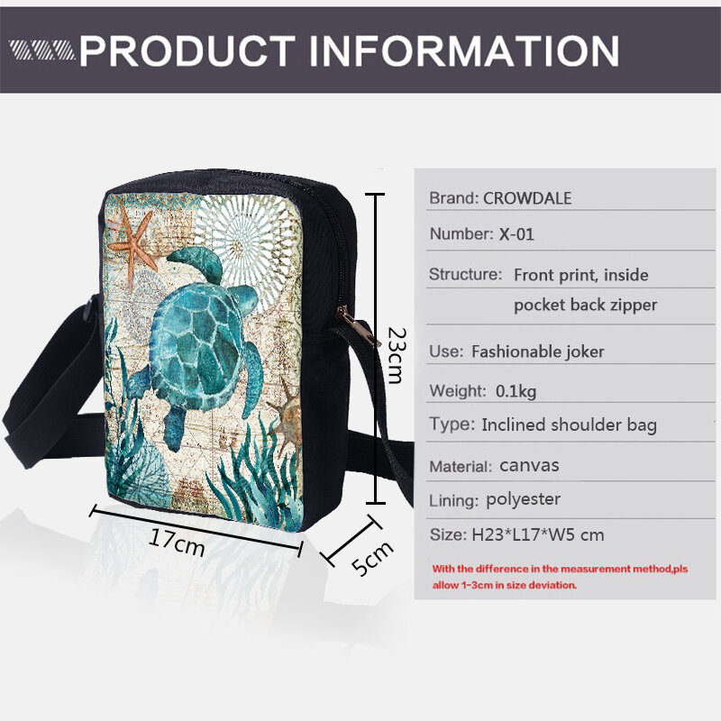 CROWDALE Women Crossbody Bags Marine life Printing for Kids Girls Casual Mini Female Children Messenger Bags Bolsos Mujer