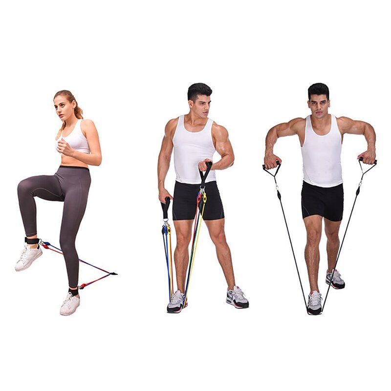 Fitness entrenamiento bandas elásticas de resistencia látex 11 unids/set ejercicio tubos para Pilates cuerda expansores de entrenamiento Yoga lazo de goma