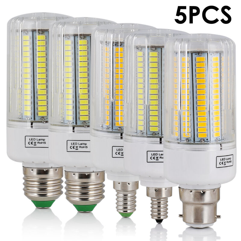 5Pcs E27 E12 B22 Led Maïs Lampen Ac 220V Super Heldere Witte Lamp Ampul Voor Thuis Slaapkamer vervangen 50W Gloeilamp