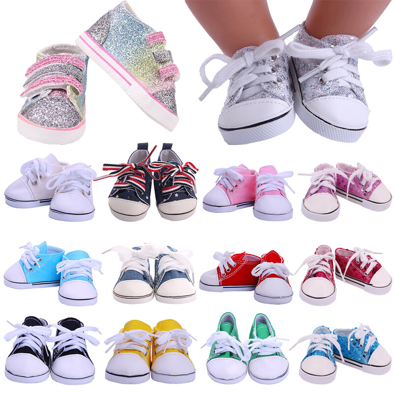 Zapatos de lona para muñeca americana, accesorios de ropa para bebé de 43 cm y 18 pulgadas, 14 estilos, juguete para niña de nuestra generación