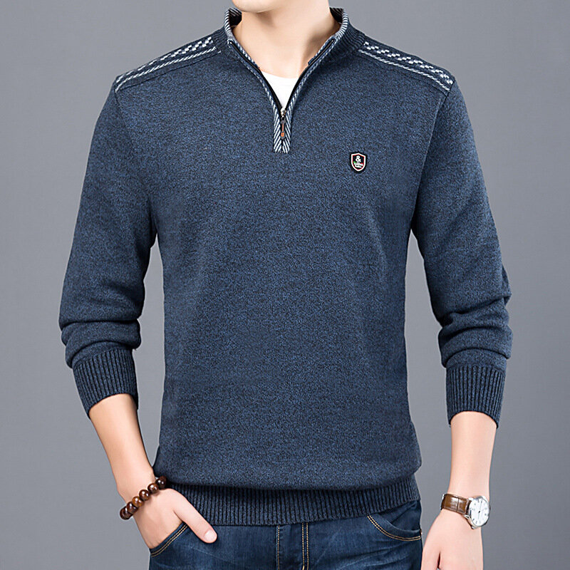 新しい秋と冬男性の韓国語バージョンの底入れシャツユース長袖ニットシャツの襟の男性の服