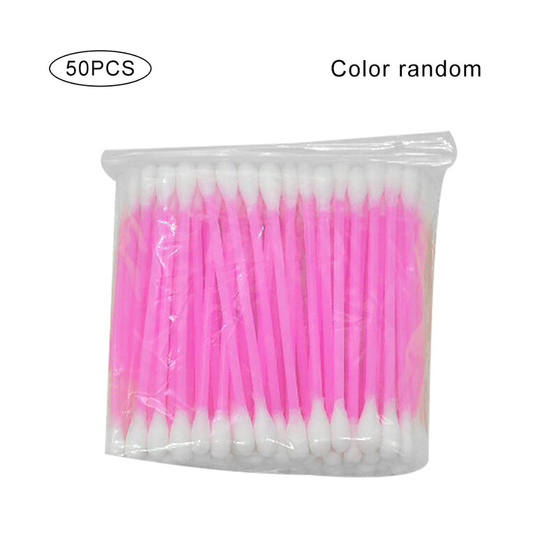 Hisopo de algodón desechable, aplicador de limpieza con mango de plástico, Color aleatorio, 50 unids/paquete