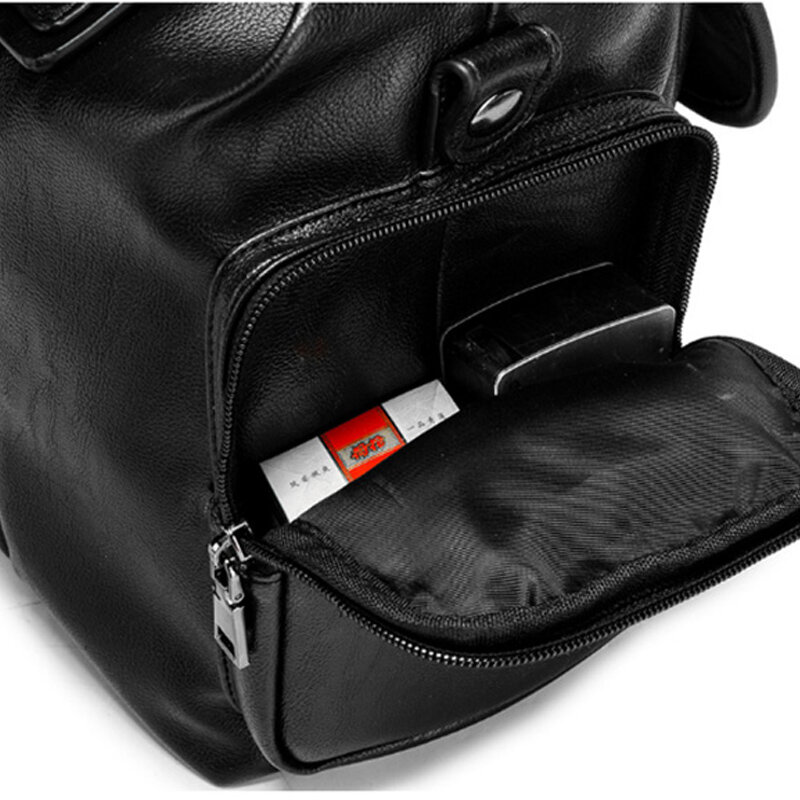 Bolsa de viagem masculina de couro preto, bolsa transversal de ombro, grande capacidade, bagagem de mão, fim de semana ao ar livre, bolsa de viagem xa212c