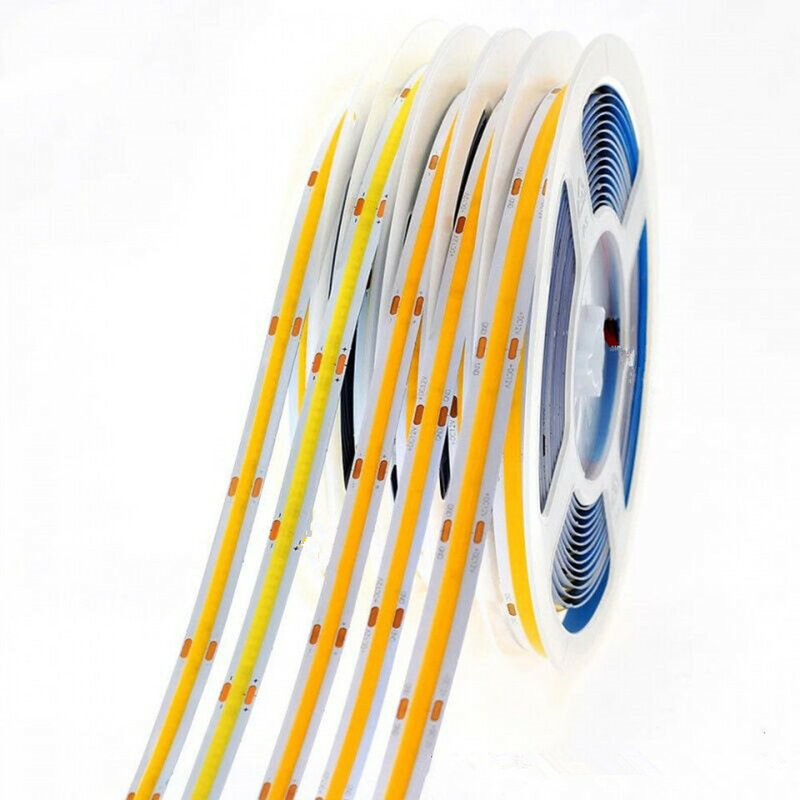 Tira de luces LED COB Flexible, cinta de 5m, DC12V, 24V, 384 LED, 630LED, RGB, rojo/verde/azul hielo/rosa/dorado
