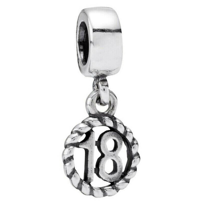 Fai da te Charm Alphabet & Numbers 16 18 21 30 40 50 60 anni ciondolo 925 Sterling Silver Bead Fit Fashion bracciale Jewelry
