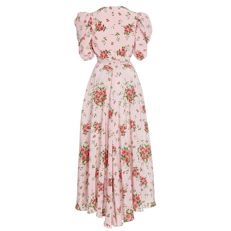 Smażona ulica francuski mały wzór kwiatowy sukienka artystyczna spódnica niszowa niespodzianka spódnica drukuj długa spódnica sukienka jedwabna