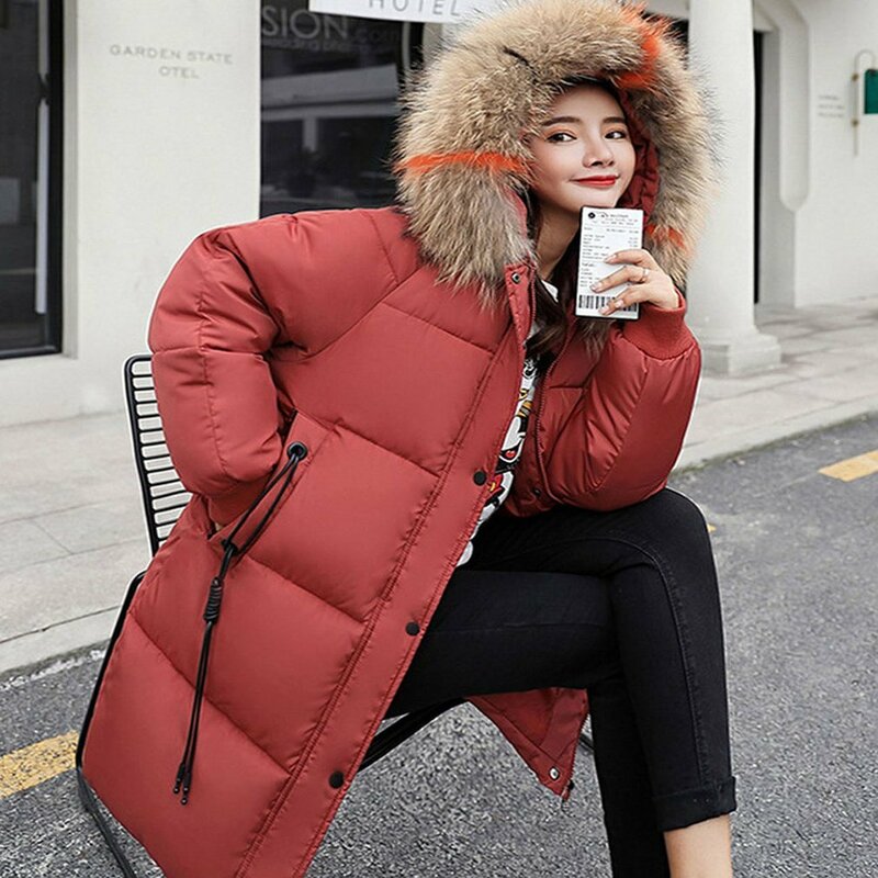 Cotton Jackets Women's Long Parkas Slim Hooded Warm Winter Coats Female Plus Size Black Overcoats
