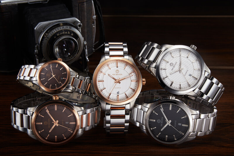 OCHSTIN jam tangan pasangan pria dan wanita, arloji Quartz Stainless Steel kasual tahan air untuk pasangan