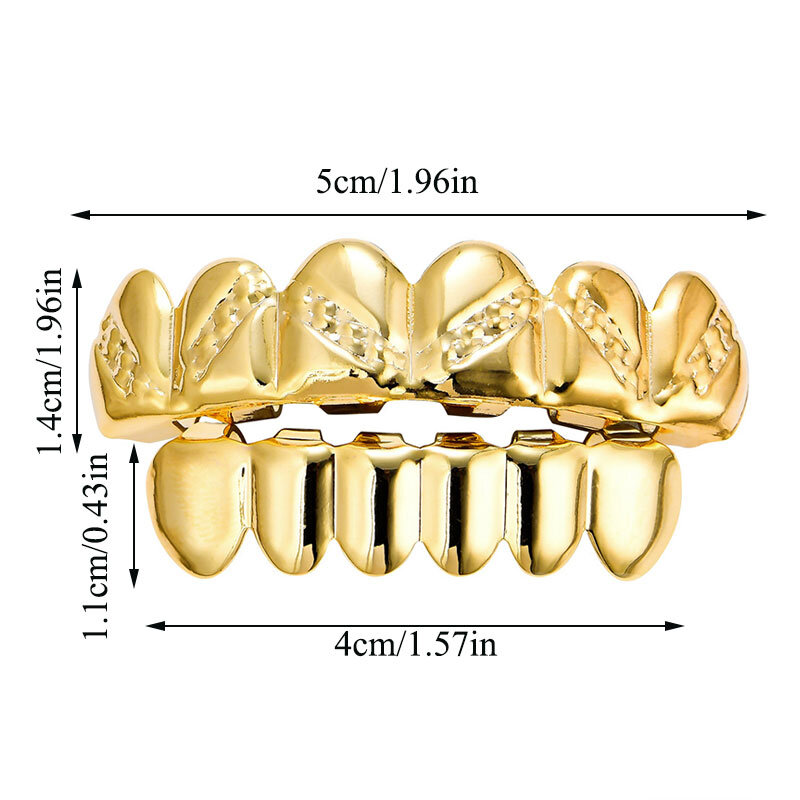 Juego de dientes Grillz de Hip Hop para Unisex, tapas de dientes extraíbles, Color dorado y plateado, boca inferior y superior, joyería de moda