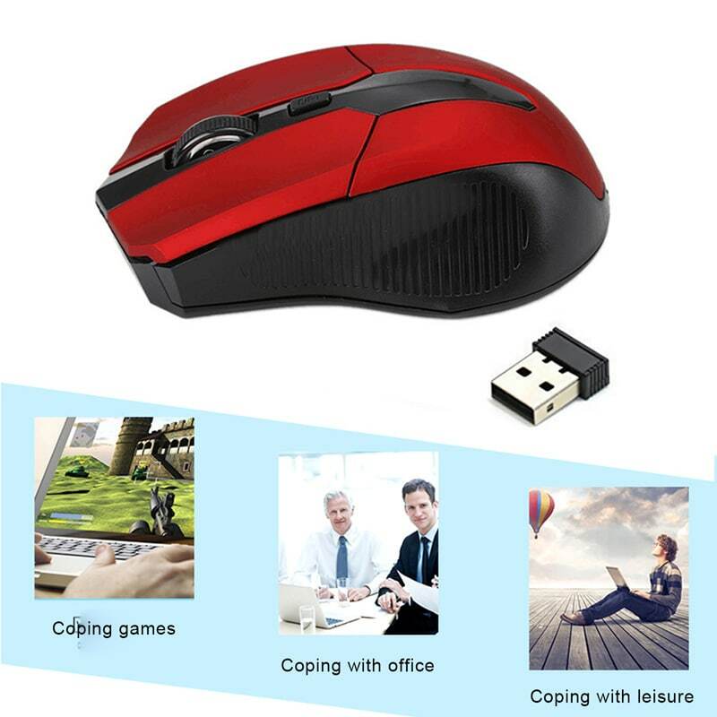 2.4g usb mouse óptico vermelho sem fio 3 botões para computador laptop gaming mouse ergonomicamente-projetado