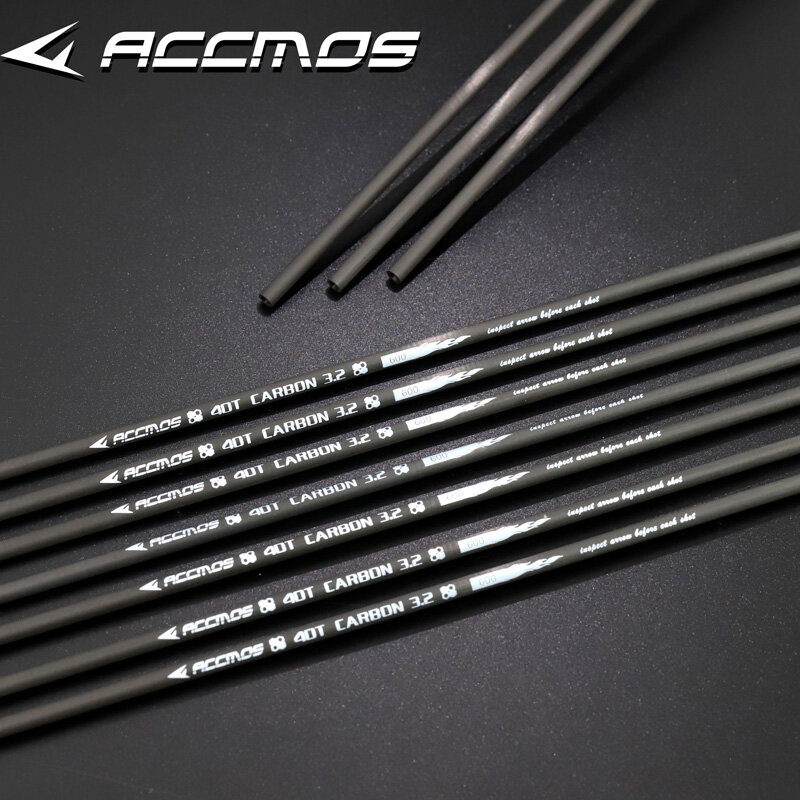 6/12pcs ID 3.2 Pure Carbon Carbon Arrow Shaft Spine 350 400 500 600 700 800 900 Archery for Recurve Bow Shooting