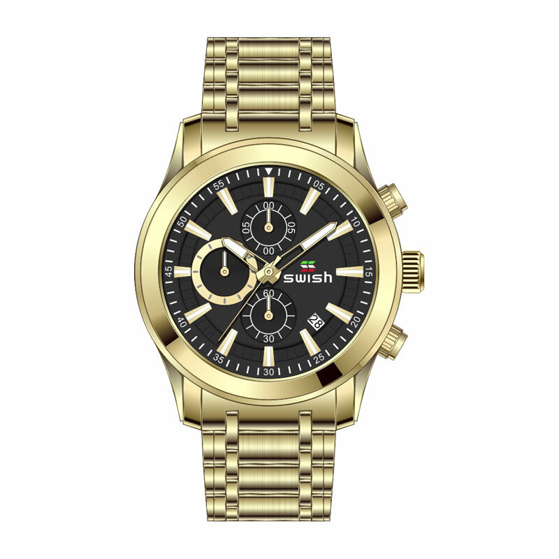 繊細なラウンドカップルの腕時計パッチワークステンレスバンド腕時計ビジネスマン腕時計シルバーゴールドカラー