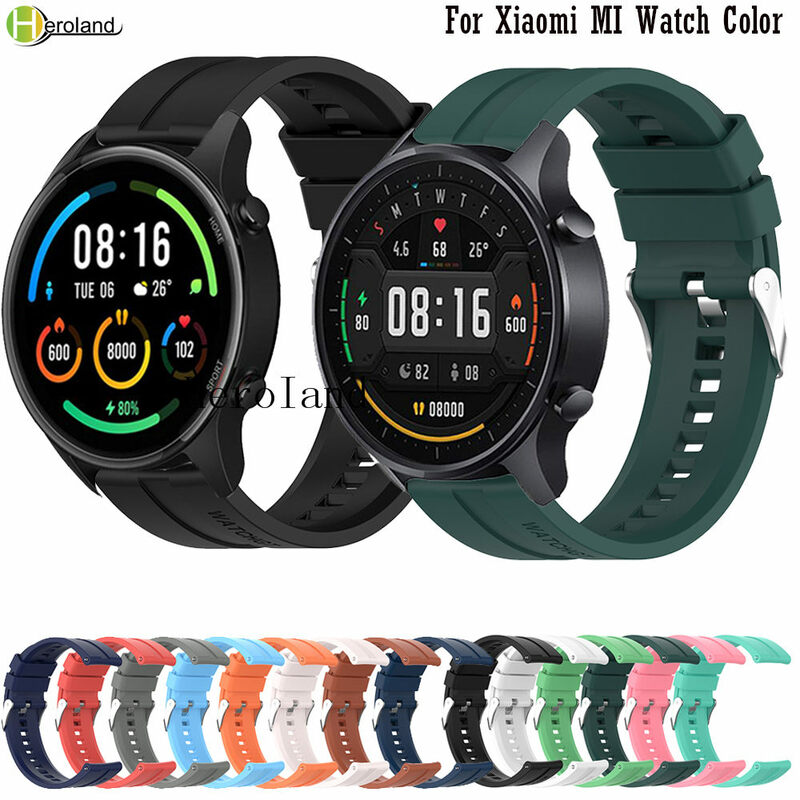 Tali jam tangan silikon 22MM untuk MI Watch, tali jam tangan pintar olahraga warna untuk MI Watch gelang olahraga warna + casing