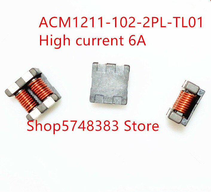 10PCS/LOT SMD common mode inductor acm1211-102-2pl-tl01 acm1211 common mode filter high current 6A