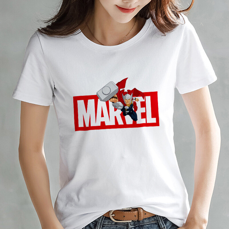 Lus Los Marvel Avengers T-shirt Superhero Ironman fashion casual T Shirt Casual cartoon Anime Women Top Tee