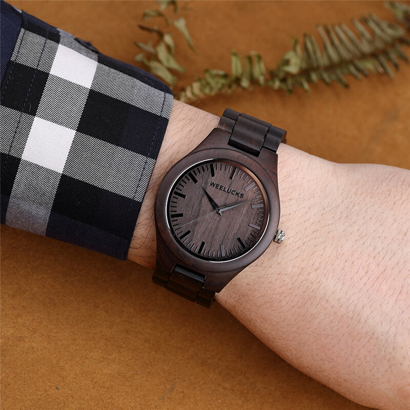 WEELUCKS v3001 new wooden unisex watch simple style wooden strap creative wooden case youth fashion leisure sports watch