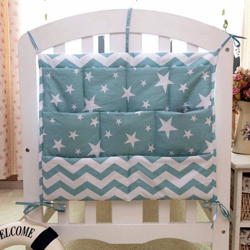 Kartun Kamar Nursery Gantung Tas Penyimpanan Bayi Cot Bed Tempat Tidur Organizer Mainan Popok Saku untuk Baru Lahir Crib Selimut Set 50*60 Cm