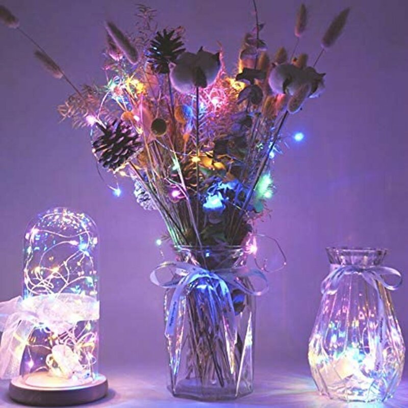 20 luces LED con batería y botón, alambre de cobre impermeable para boda, fiesta de Navidad, dormitorio, jardín, cuento de hadas, decoración de sueño, 2M