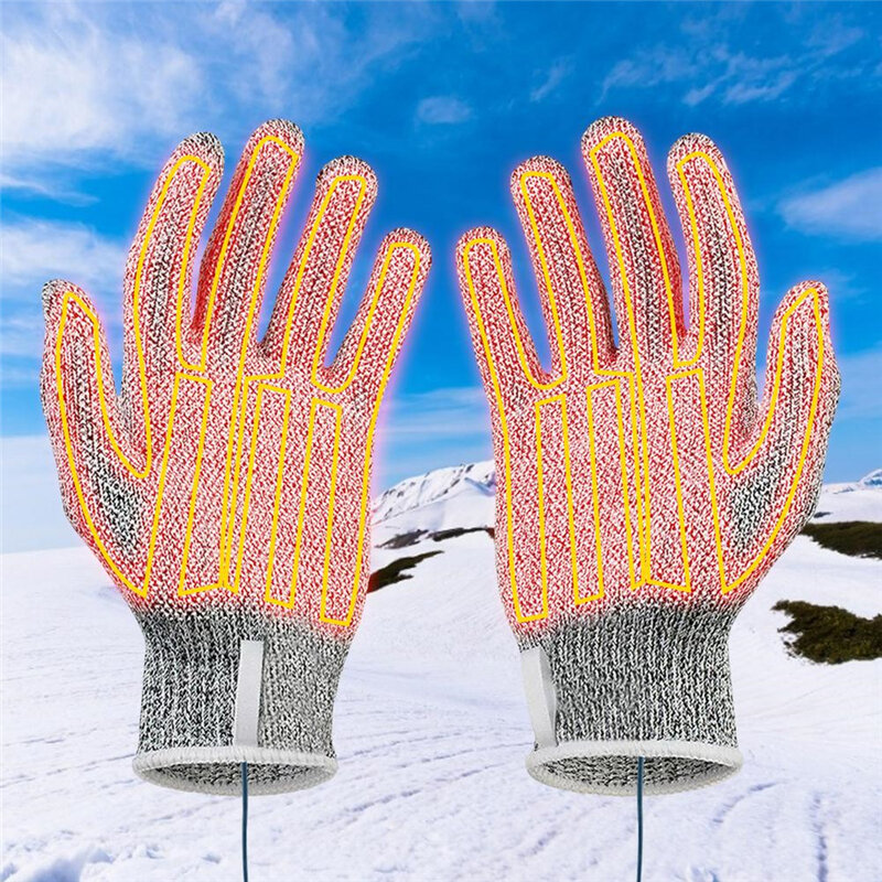 USB Heated Gloves Pad Winter Warm Five-Finger Gloves Heating Pad Electric Heating Film Glove Heating Sheet for Skiing Cycling