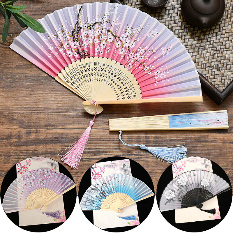 Шелковая искусственная поделка в винтажном стиле с японским рисунком, подарок для украшения дома, украшения для вечеринки, танца, подарок веера