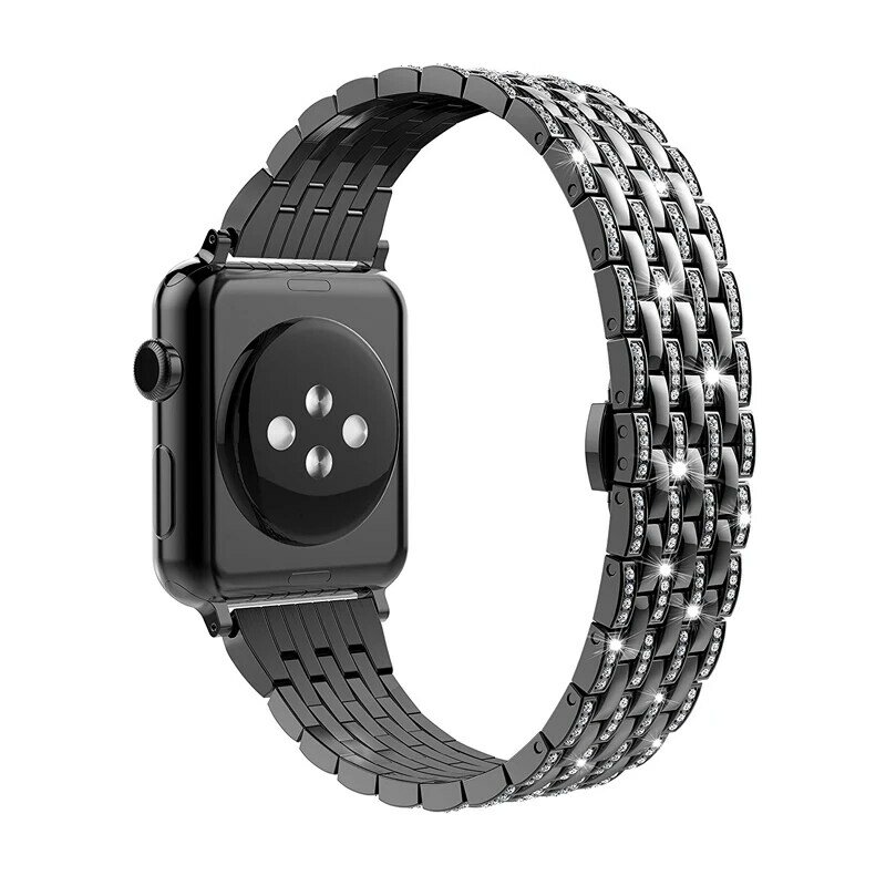 Correa de diamante de lujo para Apple watch, pulsera de acero inoxidable de 44mm, 40mm, 7/6/SE/5/4/3/2, iwatch de 42mm, 38mm, 45mm y 41mm