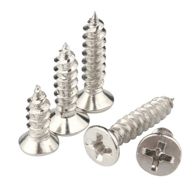 50pcs/lot Cross Recessed Countersunk Flat Head Self-tapping Screw M3 M3.5 M4 M5 M6 M8 Stainless Steel Phillips Furniture Screw