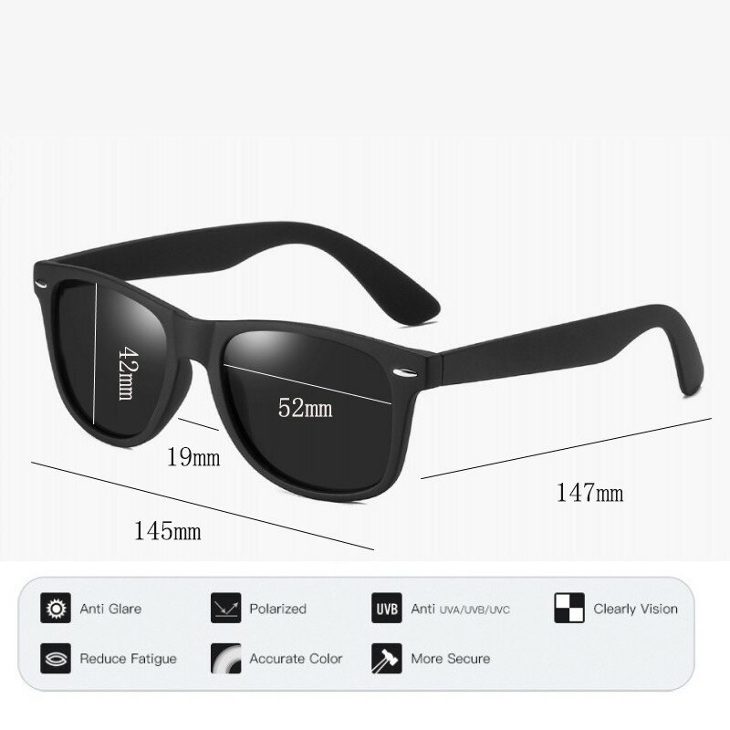 HDStalFLY-Lunettes de soleil polarisées pour hommes et femmes, monture noire, lunettes de conduite pour hommes, rayons UV400, créateur de marque à la mode, 2020
