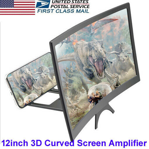 12 "3D película curvada pantalla ampliar lupa HD proyector titular para teléfono celular