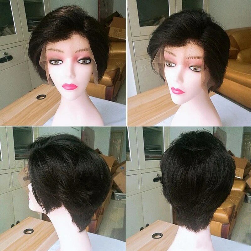 Brazilian Pixie Cut Wig Straight Lace Front Human Hair Wigs Pre Plucked Short Bob Human Hair Lace Wigs With Baby Hair Mellow