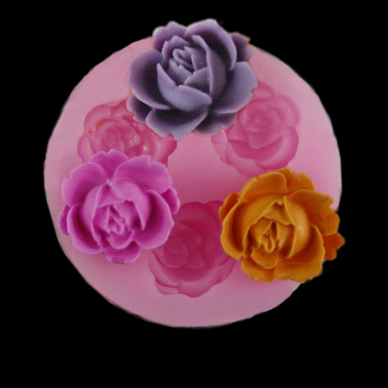 Molde de silicona con hojas de rosas para jabón, accesorios de cocina para pastel, pasta de goma, Dulces, galletas, herramientas, Fondant, decoración de pasteles, novedad
