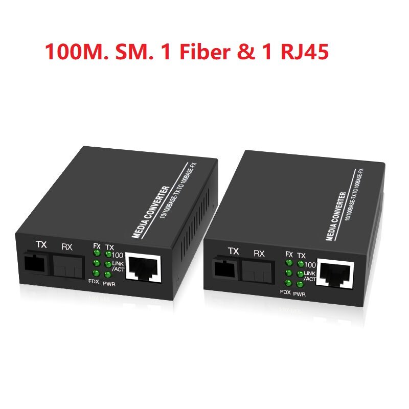 Convertisseur de média Fiber 10/100M, 1 paire, Ethernet rapide vers Fiber Ethernet Gigabit vers Fiber émetteur-récepteur