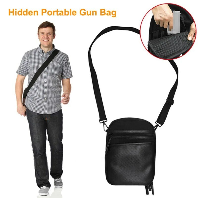 전술 총 파우치 은폐 휴대용 캐리 권총 케이스 PU 방수 패니 팩 허리 총기 가방, 권총 에어건 보관 가방