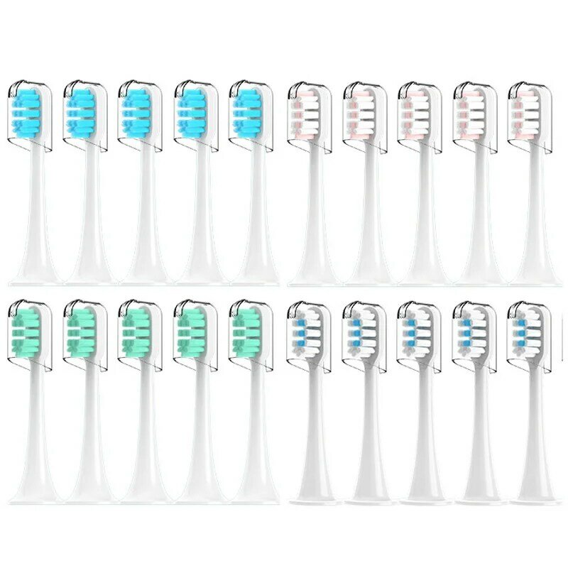 Cabezales de cepillo de dientes eléctrico para xiaomi Mijia T300/T500/T700, boquillas de repuesto reemplazables, 4 colores con tapas antipolvo, 4/20 Uds.