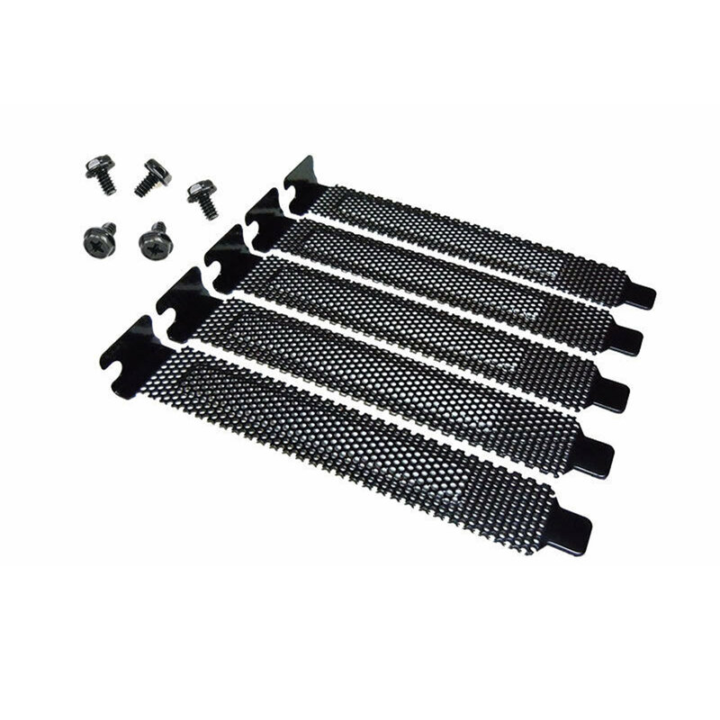 5 pezzi coperchio Slot PCI filtro antipolvere detergente piastra di chiusura acciaio duro nero con viti per accessori per computer telaio telaio pc
