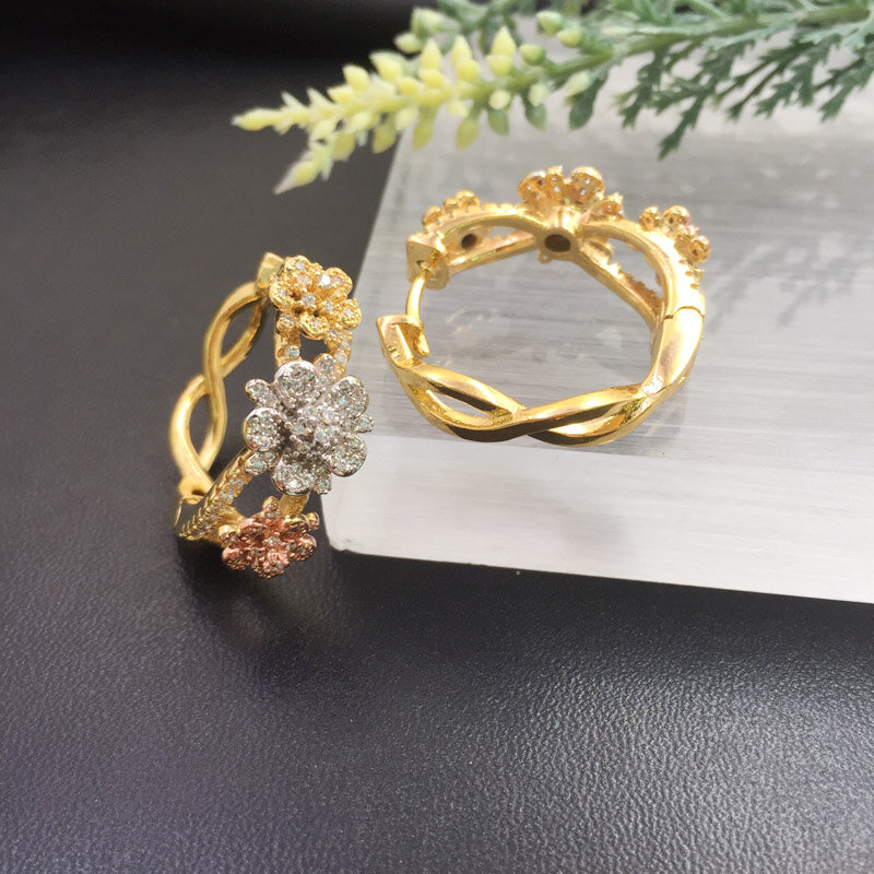 Vanifin Fashion Perhiasan Berharap Beruntung Halus Mekar Bunga Micro Berlapis Pesta Romantis Anting-Anting Perjamuan Harian Hadiah Terbaik