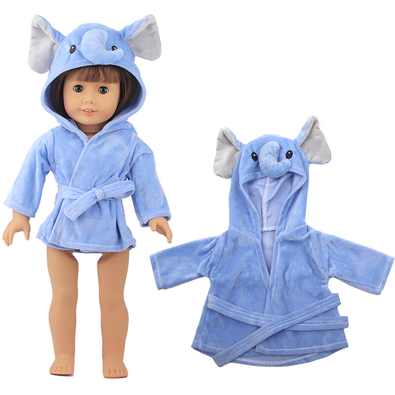 Colorful Bathrobe Suit Cute Cartoon Animal Nightgown Robe Doll Clothes Born Baby Fit 17 inch 43cm Doll Accessories For Baby Gift